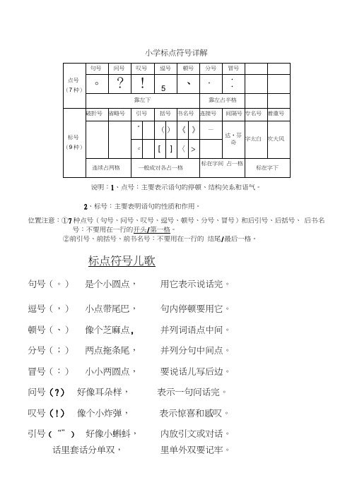 小学三年级语文必识标点符号+专项练习及答案