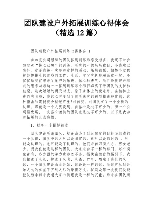 团队建设户外拓展训练心得体会(精选12篇)