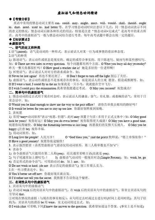 高中英语专题精讲之虚拟语气&情态动词精讲