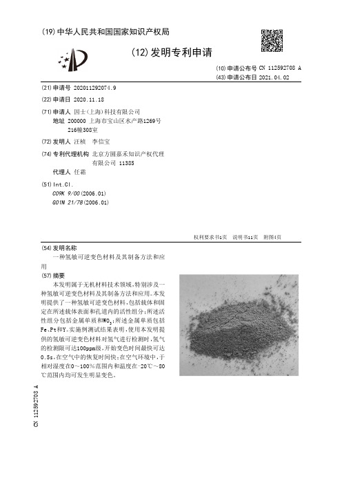 一种氢敏可逆变色材料及其制备方法和应用[发明专利]