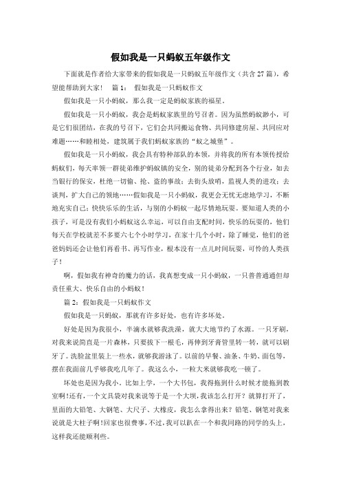 假如我是一只蚂蚁五年级作文