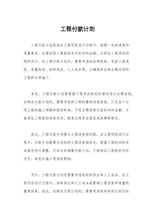 工程付款计划