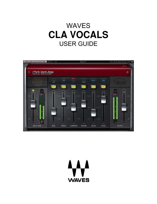 Waves CLA Vocals用户指南说明书