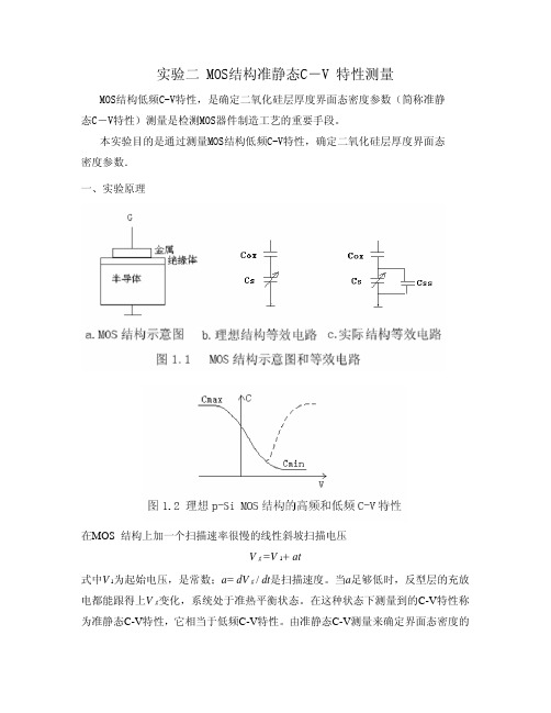 实验二 MOS结构准静态C-V 特性测量