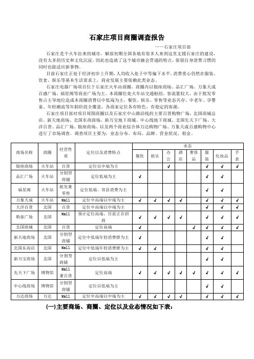 石家庄商圈调查报告