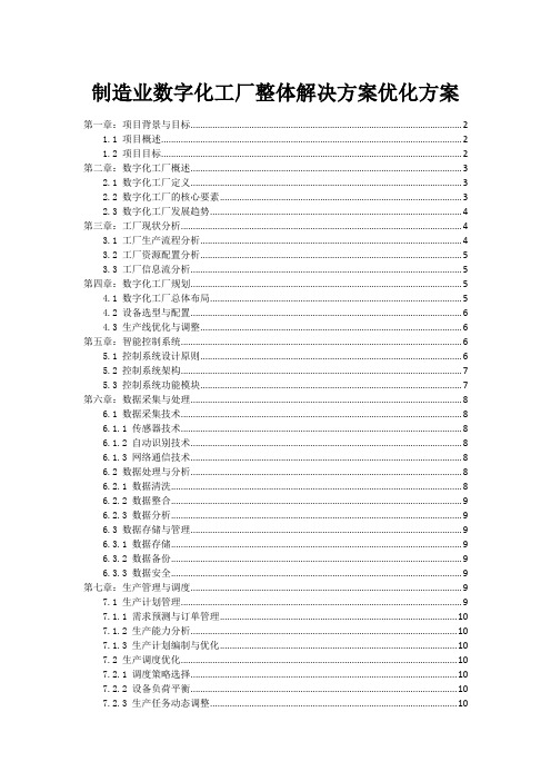 制造业数字化工厂整体解决方案优化方案