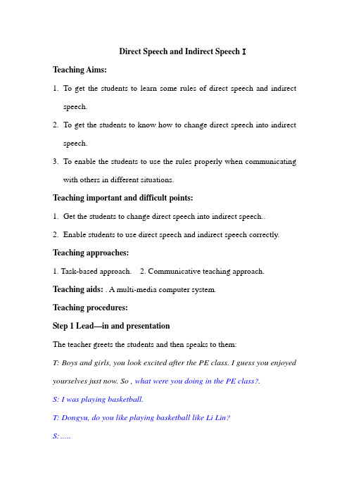 Direct Speech and Indirect Speech I