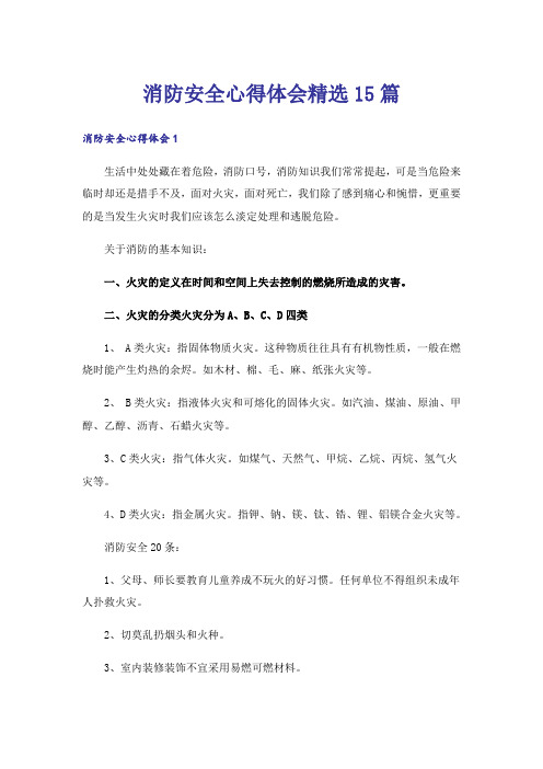 消防安全心得体会精选15篇