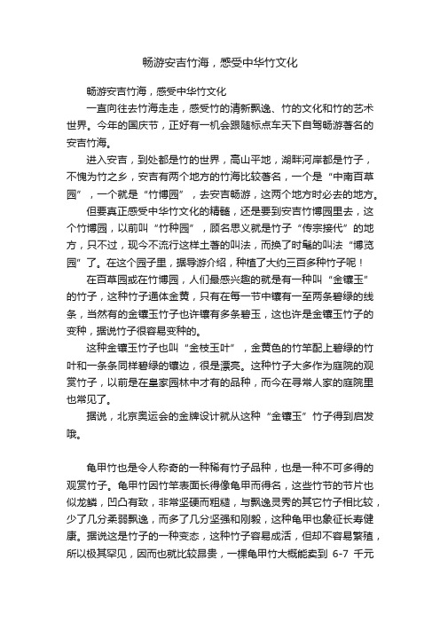 畅游安吉竹海，感受中华竹文化