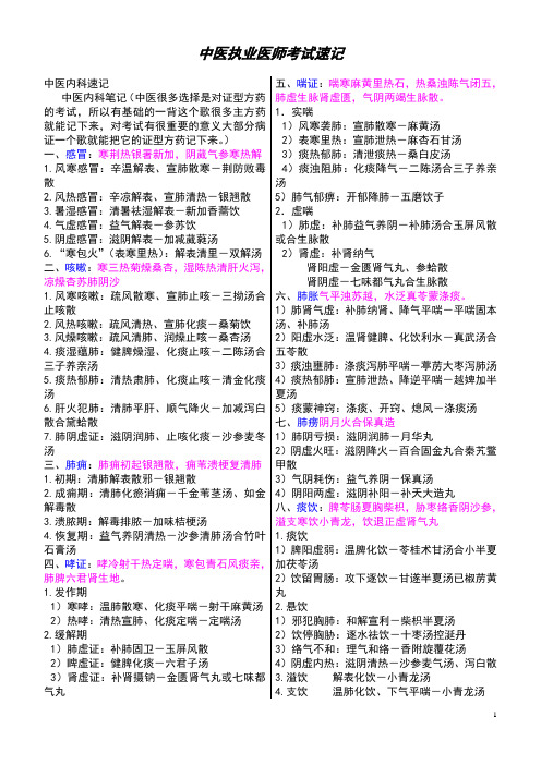 2016年中医执业医师考试速记手册