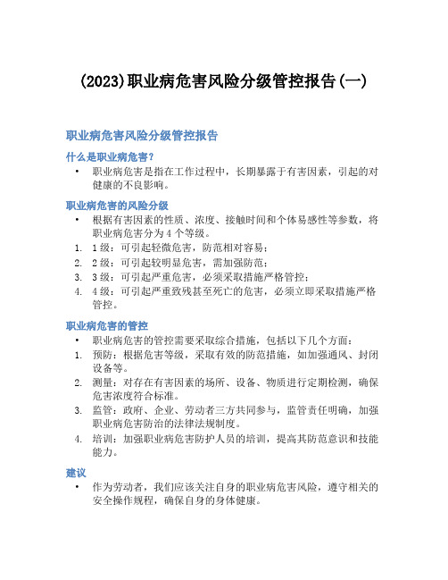 (2023)职业病危害风险分级管控报告(一)