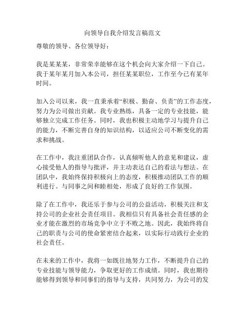 向领导自我介绍发言稿范文