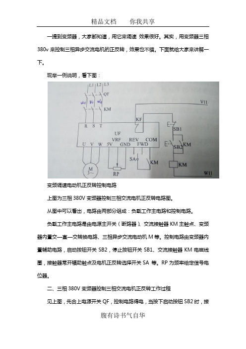 三相380V变频器的控制异步交流电动机正反转工作过程详解