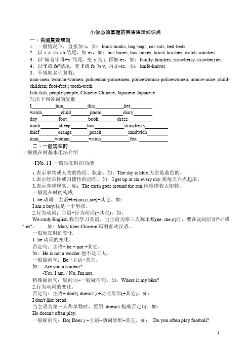 (完整)小学必须掌握的英语语法知识点汇总,推荐文档