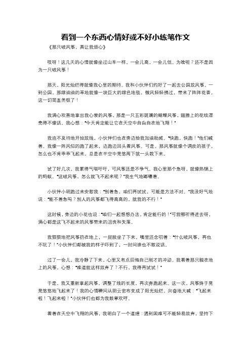 看到一个东西心情好或不好小练笔作文