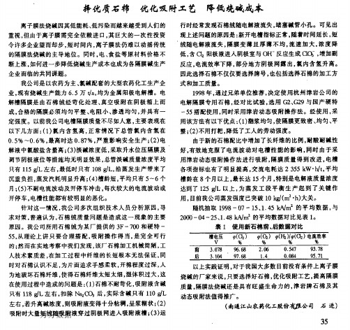 择优质石棉优化吸附工艺降低烧碱成本重点