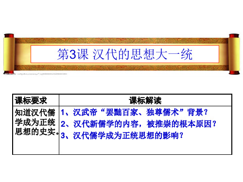 2021届高三一轮复习  必修三第2讲 汉代的思想大一统   课件(共19张PPT)