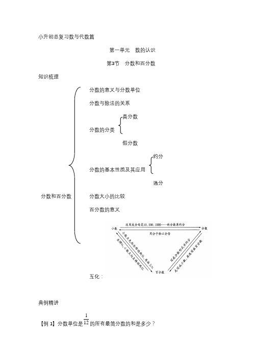 北师大版小升初数学总复习知识梳理练习答案分数和百分数