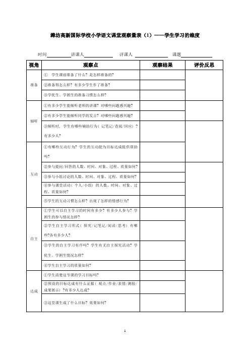 课堂观察量表(1)——学生学习的维度