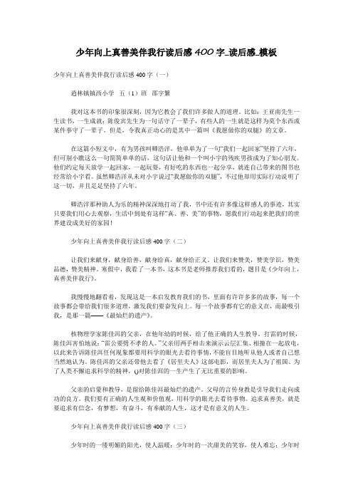 少年向上真善美伴我行读后感400字_读后感_模板