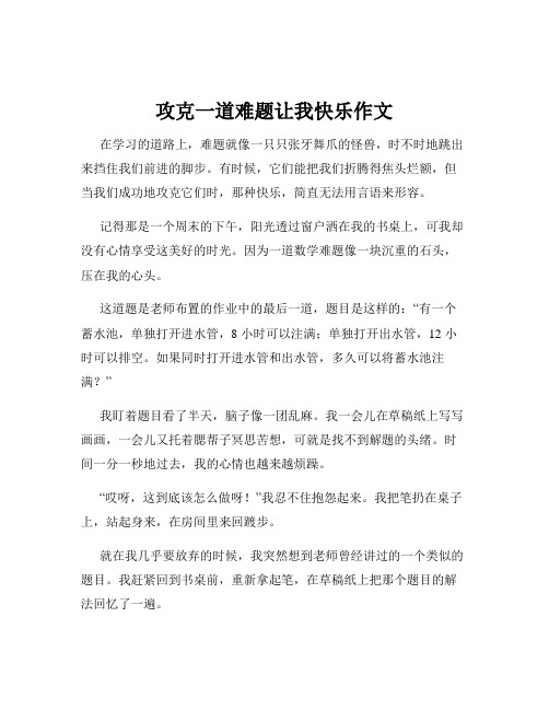 攻克一道难题让我快乐作文