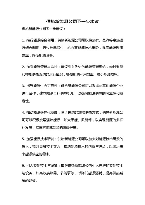 供热新能源公司下一步建议