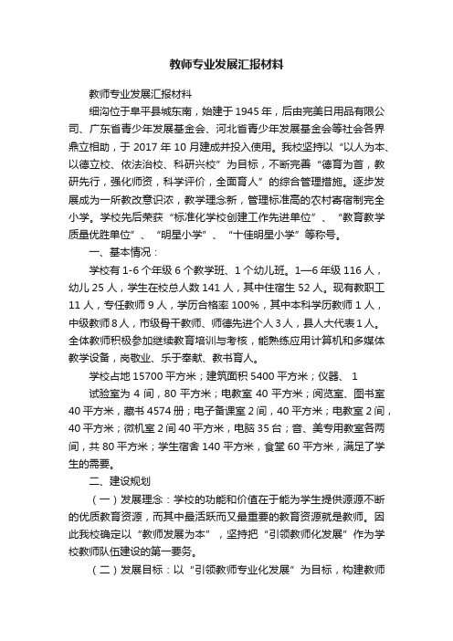 教师专业发展汇报材料