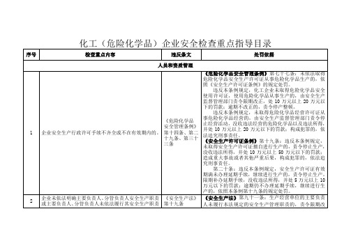 化工(危险化学品)企业安全检查重点指导目录