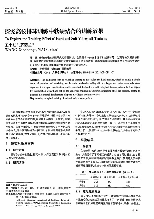 探究高校排球训练中软硬结合的训练效果