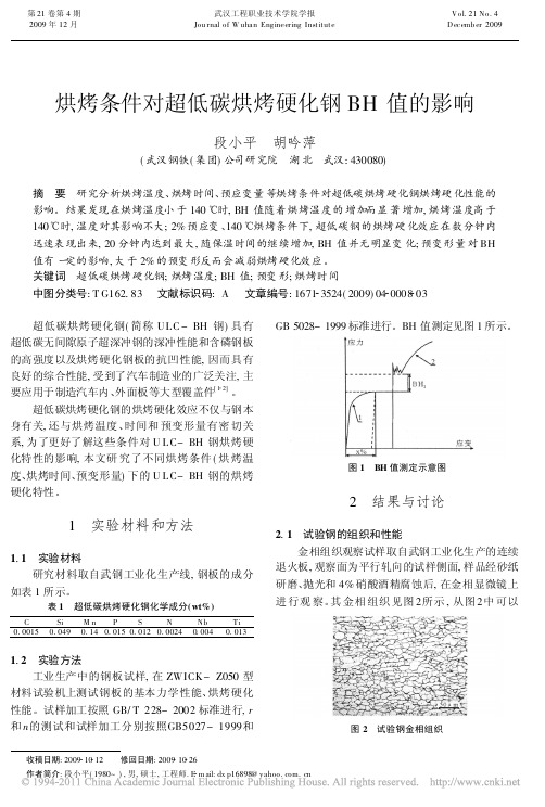 烘烤条件对超低碳烘烤硬化钢BH值的影响