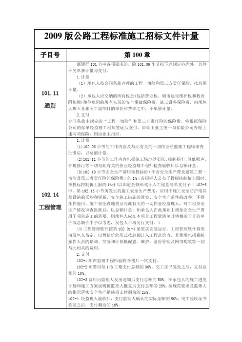 2009公路工程工程量清单计量规则