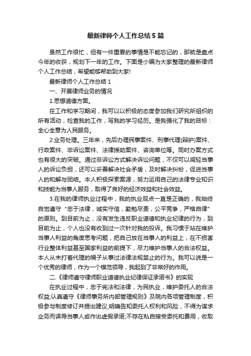 最新律师个人工作总结5篇