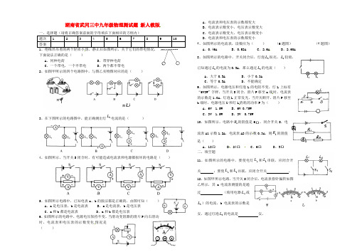 最新-湖南省武冈三中九年级物理测试题 新 精品