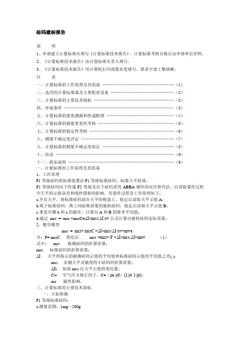 砝码建标报告