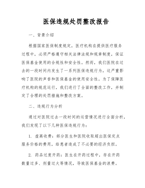 医保违规处罚整改报告