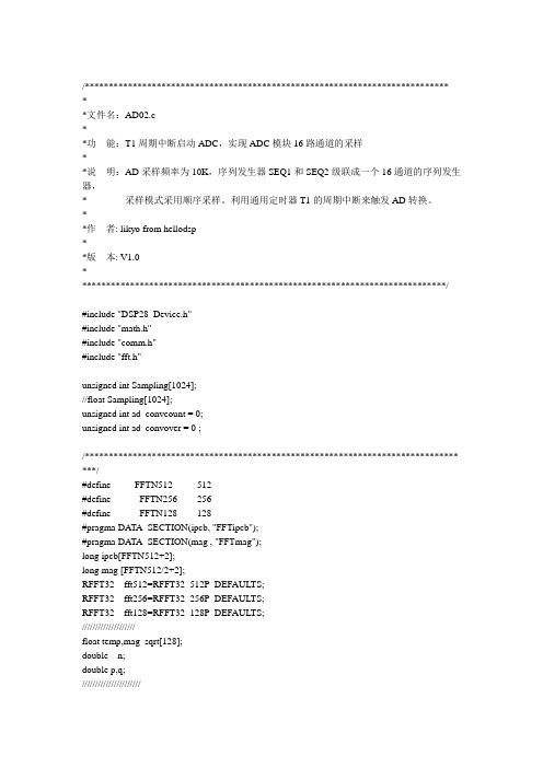 FFT(DSP应用源代码)