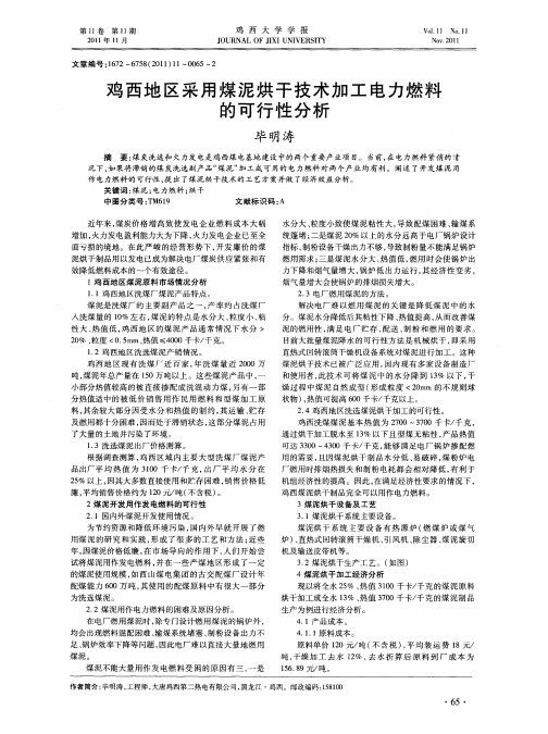 鸡西地区采用煤泥烘干技术加工电力燃料的可行性分析