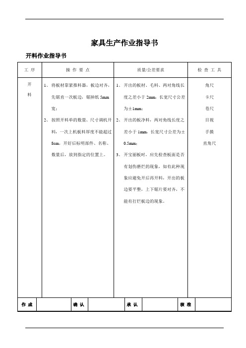 家具生产作业指导书汇编