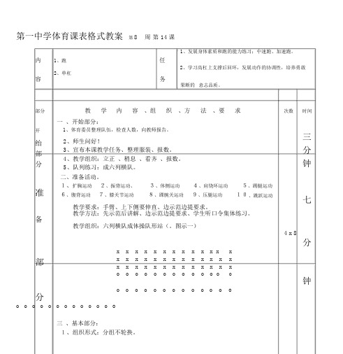 单杠快速跑第1—6课表格式教案