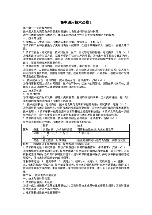 高中通用技术必修1知识点