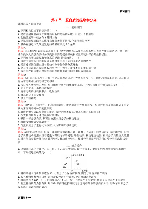 2018-2019高中生物 第4章 现代生物技术 4.2 蛋白质的提取和分离练习 北师大版选修1