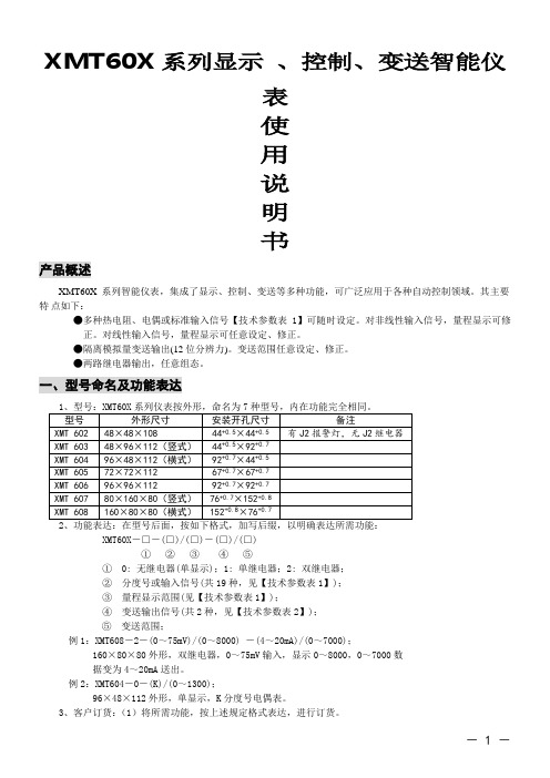 XMT600系列产品说明书