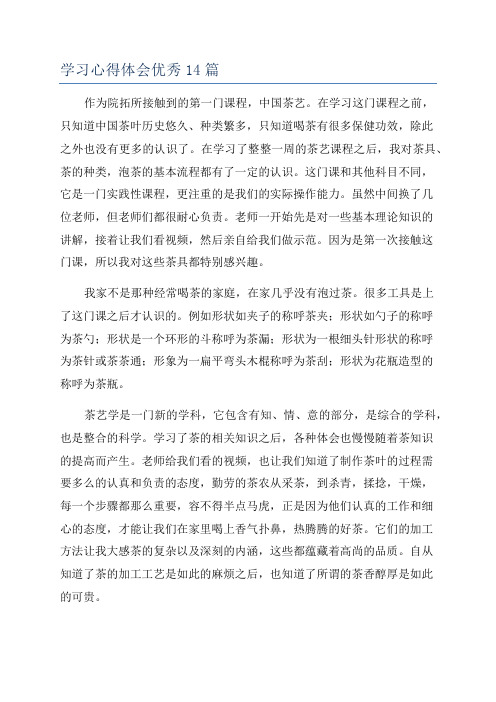 学习心得体会优秀14篇