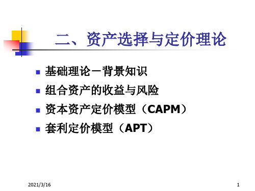 资产选择与定价理论