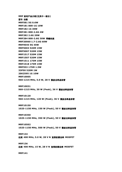 MRF系列产品介绍