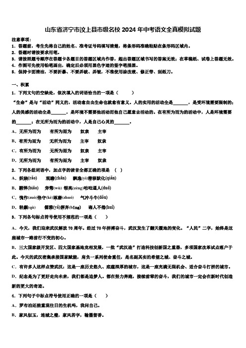 山东省济宁市汶上县市级名校2024年中考语文全真模拟试题含解析