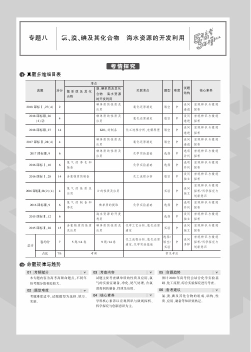 2020版高考化学一轮复习专题八氯、溴、碘及其化合物海水资源的开发利用教师用书(PDF,含解析)