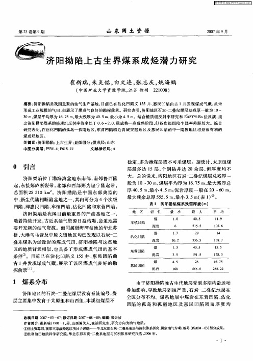 济阳拗陷上古生界煤系成烃潜力研究