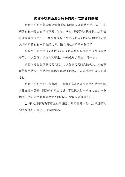 狗狗不吃东西怎么解决狗狗不吃东西的办法