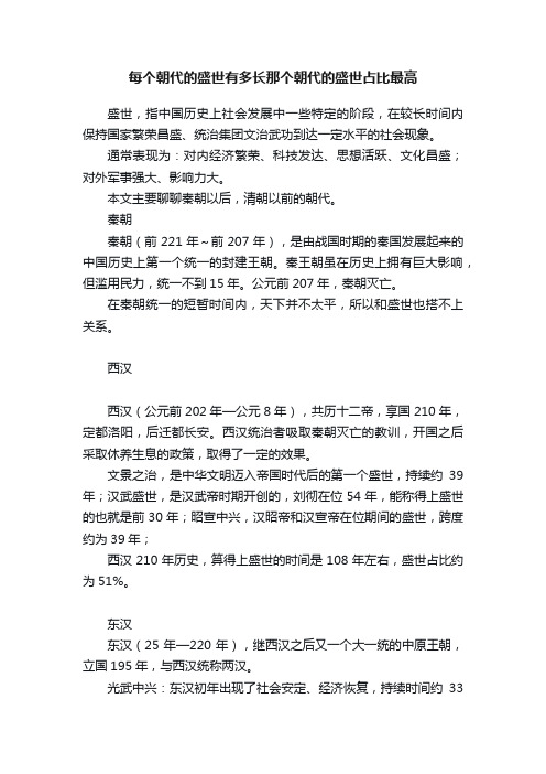 每个朝代的盛世有多长那个朝代的盛世占比最高